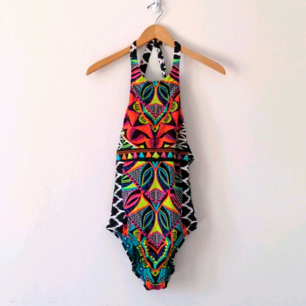 Trina Turk Africana High Neck Cheeky One Piece S/6